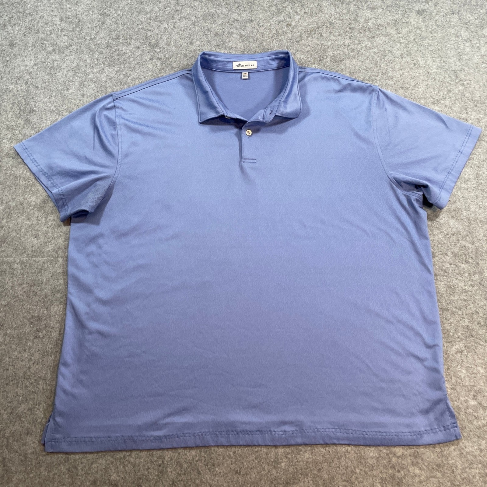 Peter Millar Mens Polo Shirt XXL Blue Subtle Textured Pattern Short Sleeve