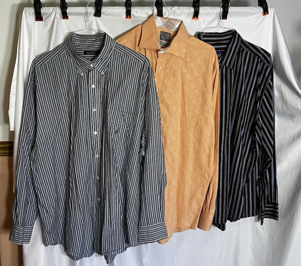Lot of 3 Nautica, TD Thomas Dean, William Shirts Long Sleeve Multi Colors XXL