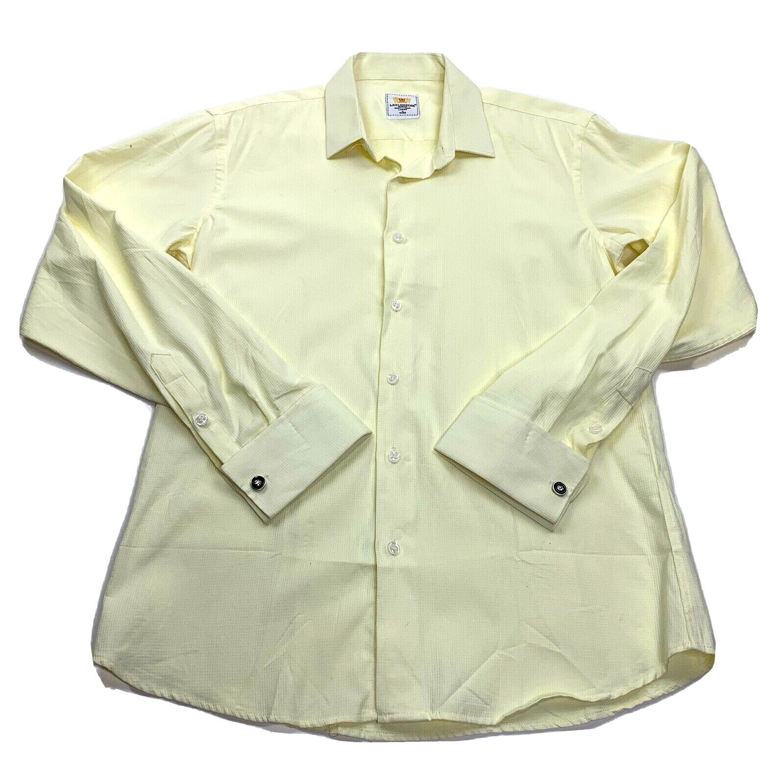 Levi Gardin Men’s Slim Fit Dress Shirt With Cufflinks Yellow Large 41/42