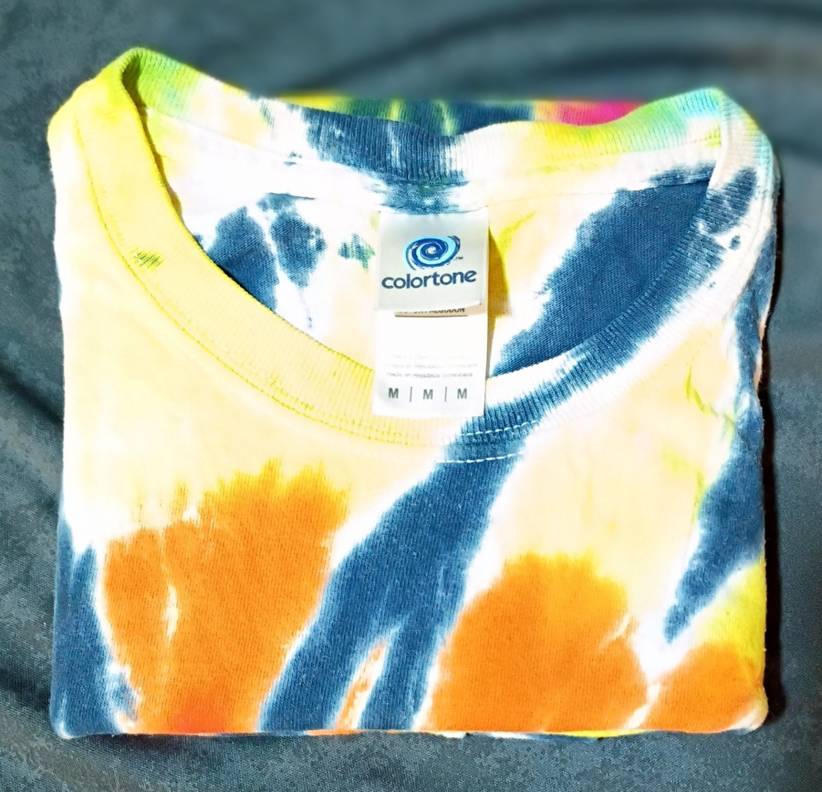 Colortone Men’s Multicolor Tie-Dye T-Shirt Cotton Jersey Crew Neck M Regular