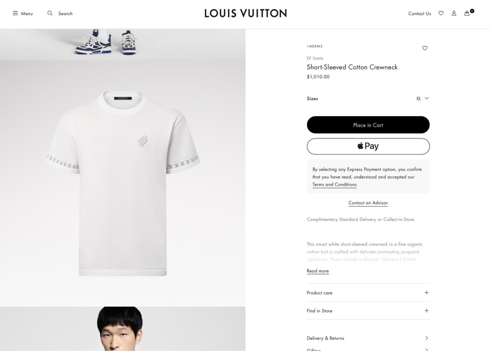 $1010 LOUIS VUITTON LV Short-Sleeved Cotton Crewneck T-Shirt – Milky White – XL