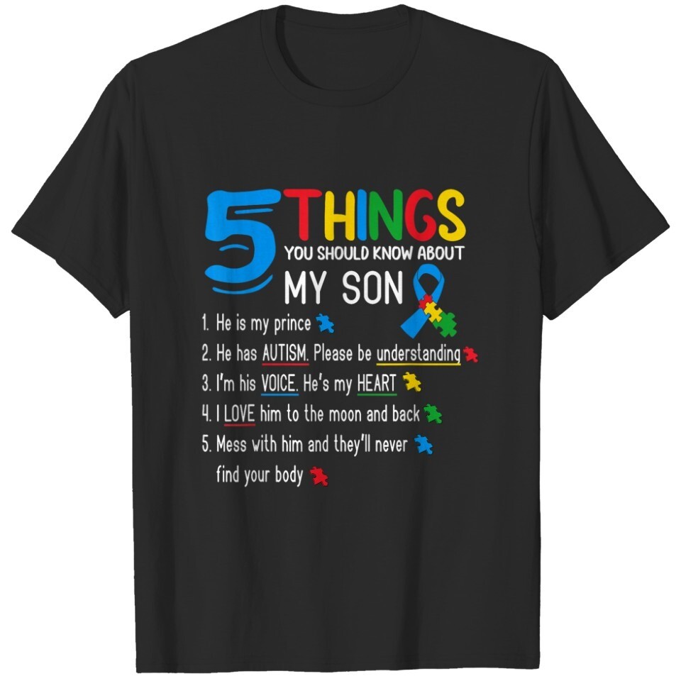 Autistic Son Autism Awareness Support For Mom Dad Parents T-Shirt For Men Women