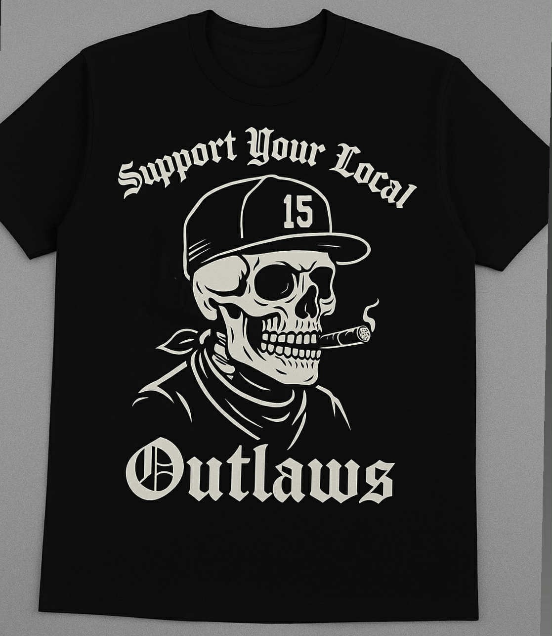Outllaw Support your local outlaws Biker Motorcycle MC T shirt 15 hat