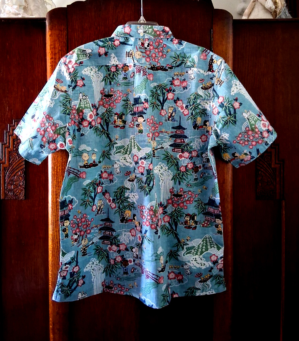 Reyn Spooner Men’s PEANUTS IN JAPAN NWT PULLOVER Classic Fit Aqua Shirt Sizes