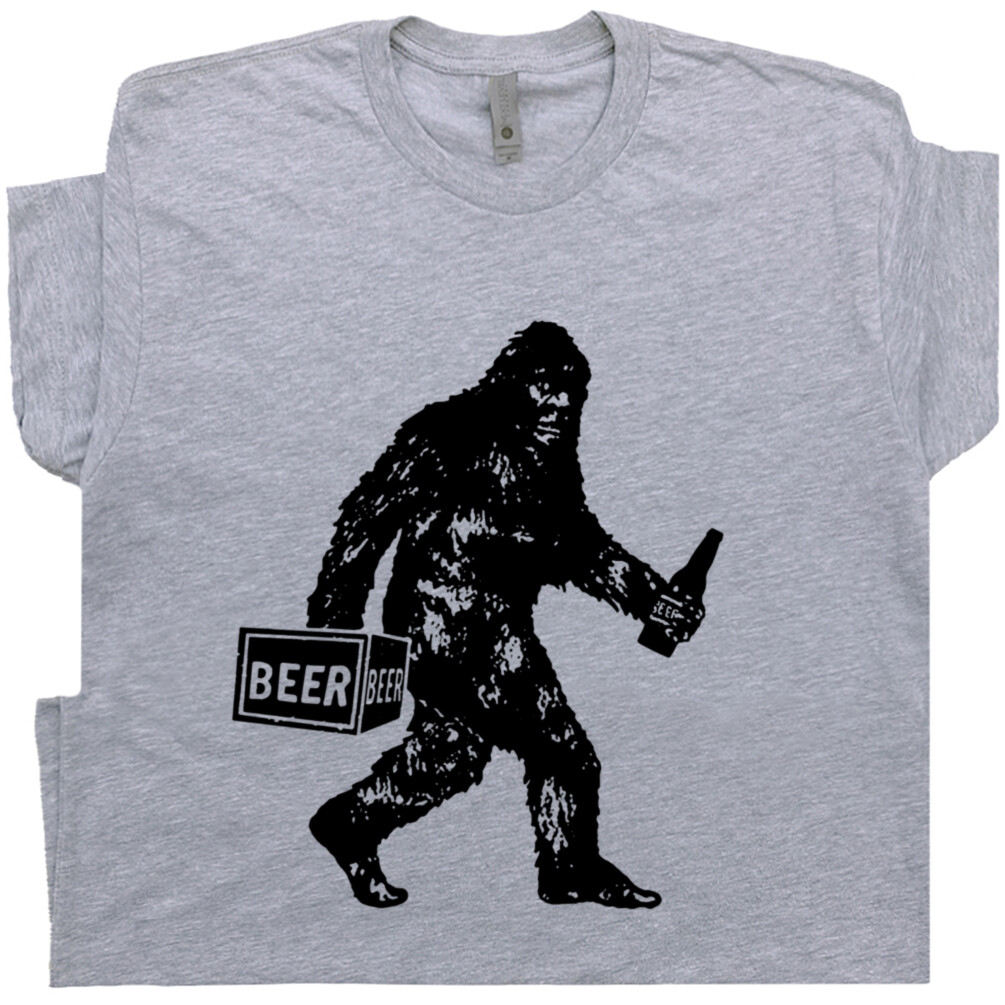 Funny Beer T Shirt Bigfoot Cool Sasquatch Men Women Vintage Alcohol Drinking