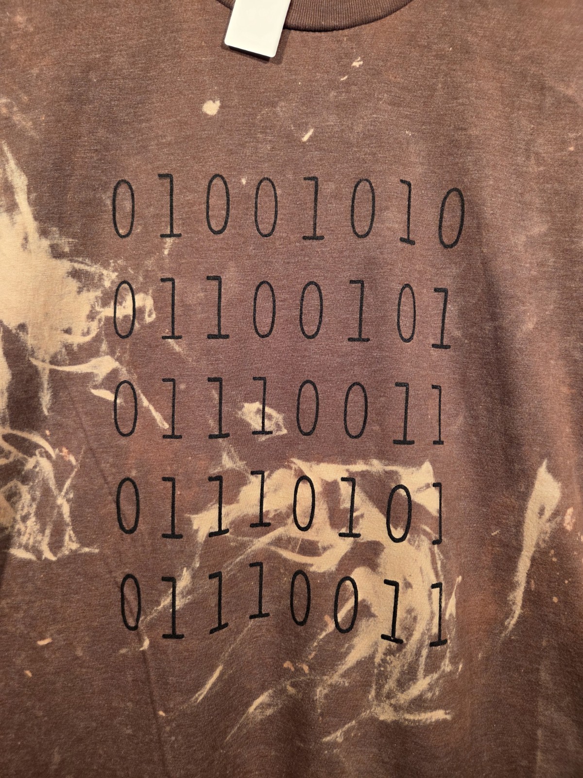 #116 1Purple Black Beige Bleached Cross Binary T-Shirt Unisex XL Crew Short