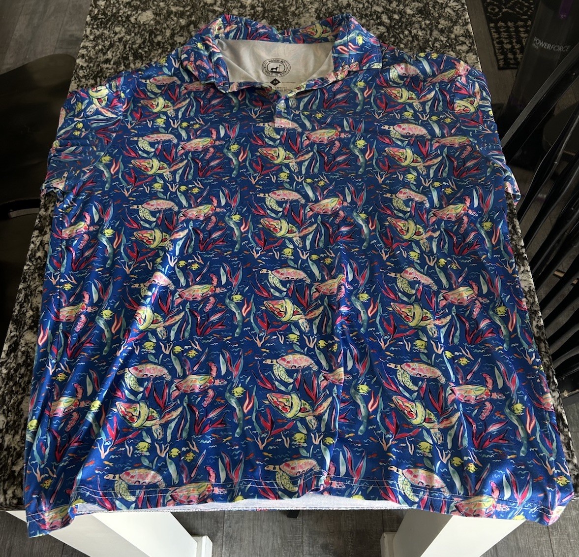 Proud 90 Golf Polo Shirt Mens Size 3xl Blue Sea Turtle Print Golf Is Fun