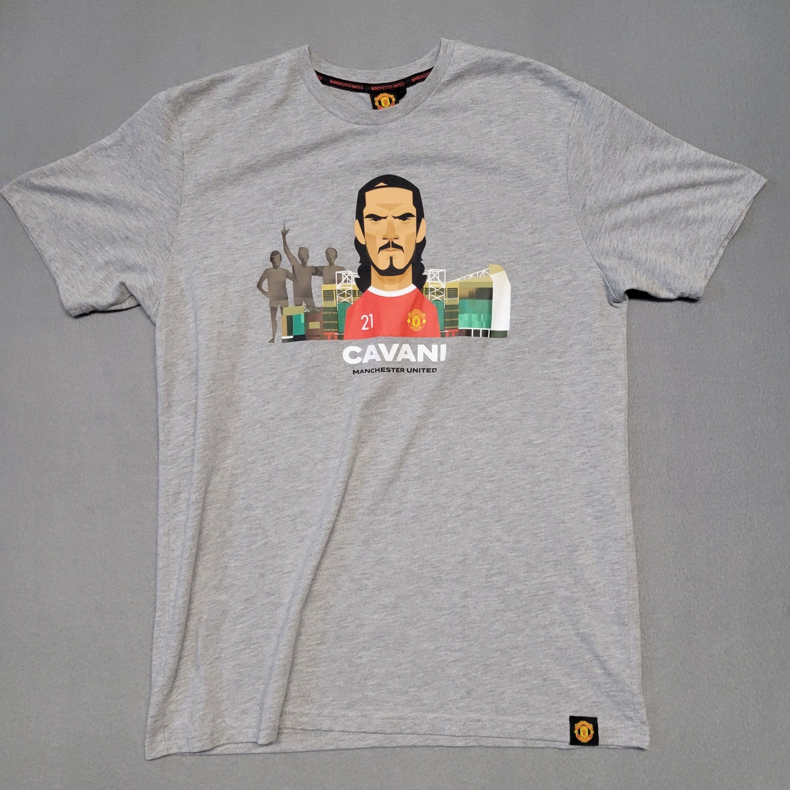 Manchester United Cavani T-Shirt Sz XL Gray Graphic Crest Soccer Official #21