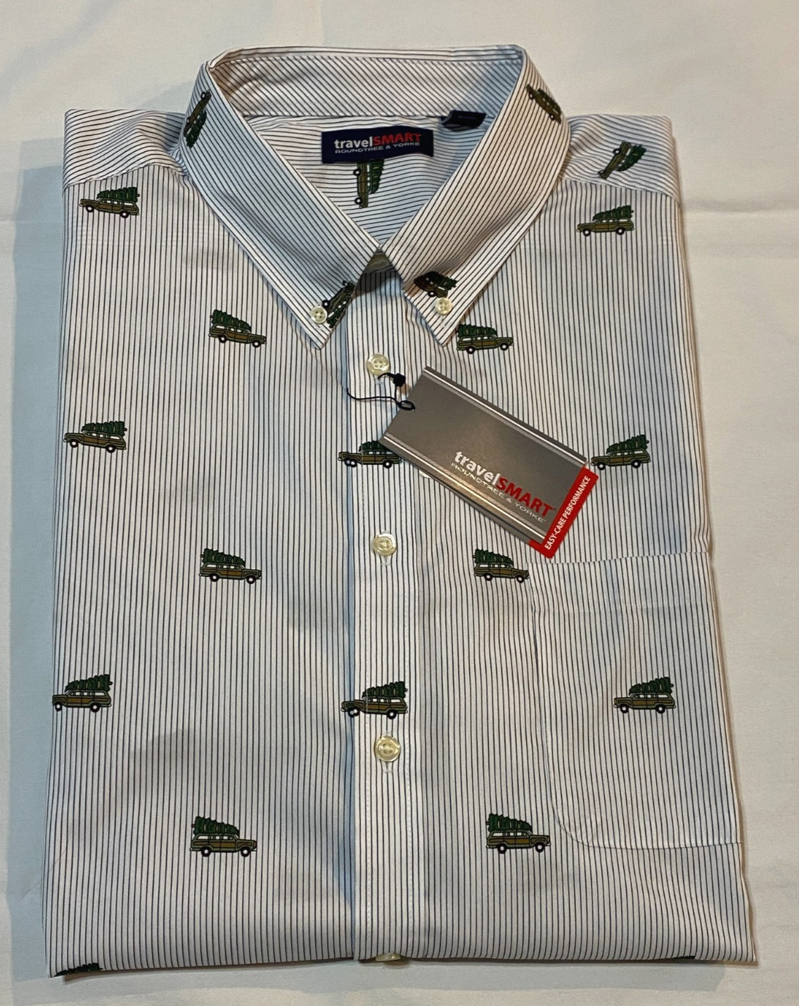 New With Tags-Roundtree & Yorke Travel Smart Christmas Men’s 4XT Stripes Shirt-