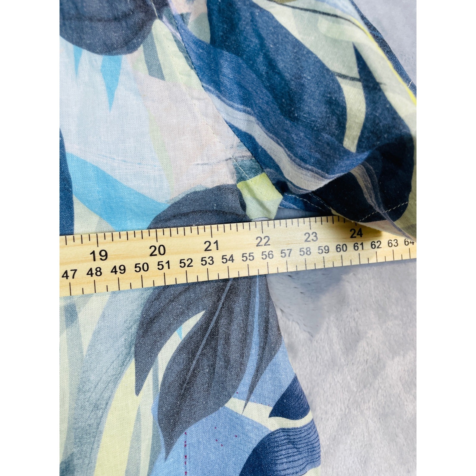 Magaschoni Button Down Shirt Mens Medium Blue Yellow NEW Tropical Linen Blend