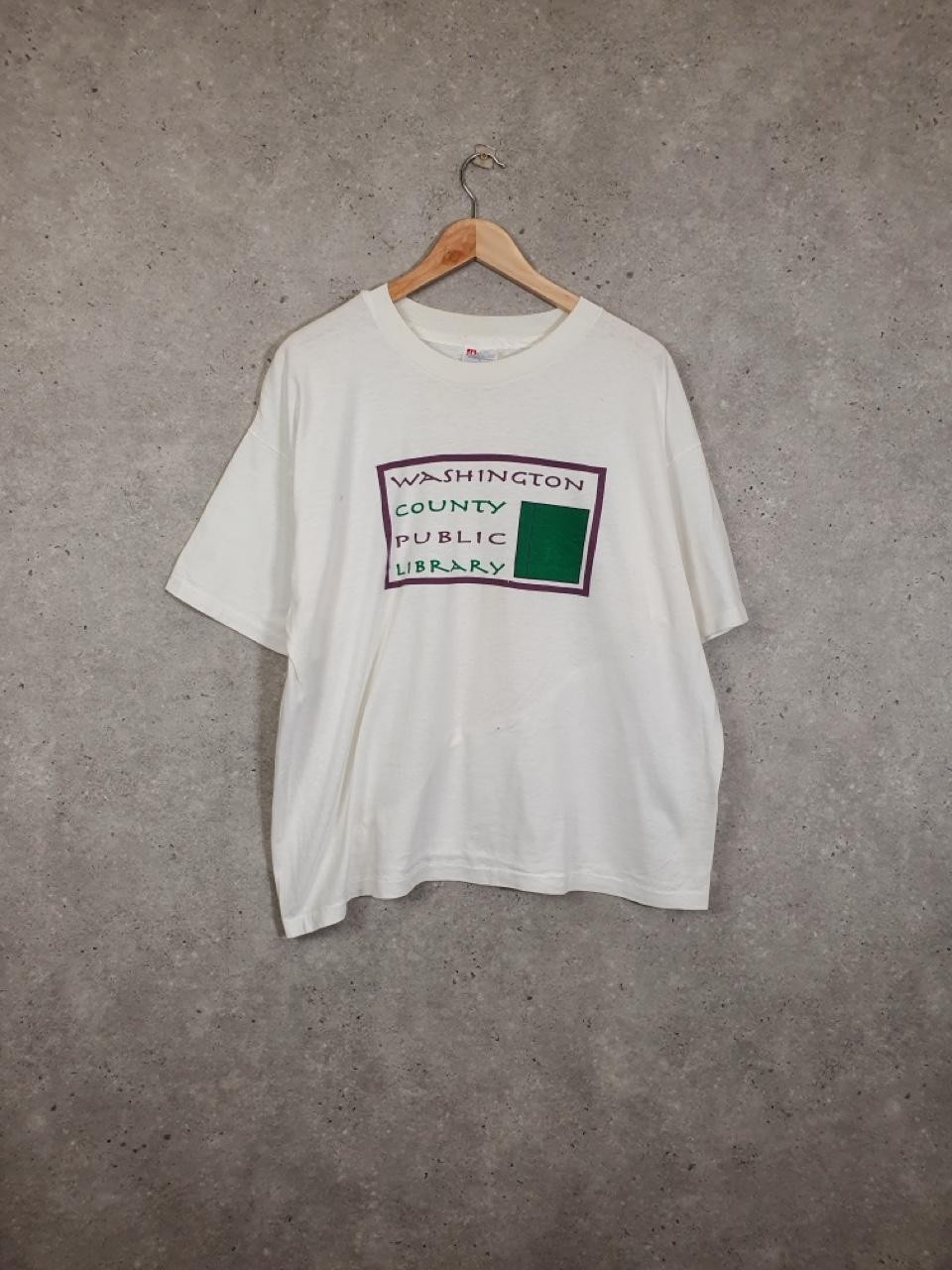 Vintage Hanes Washington County Public Library Single Stitch TShirt Men L CA1171