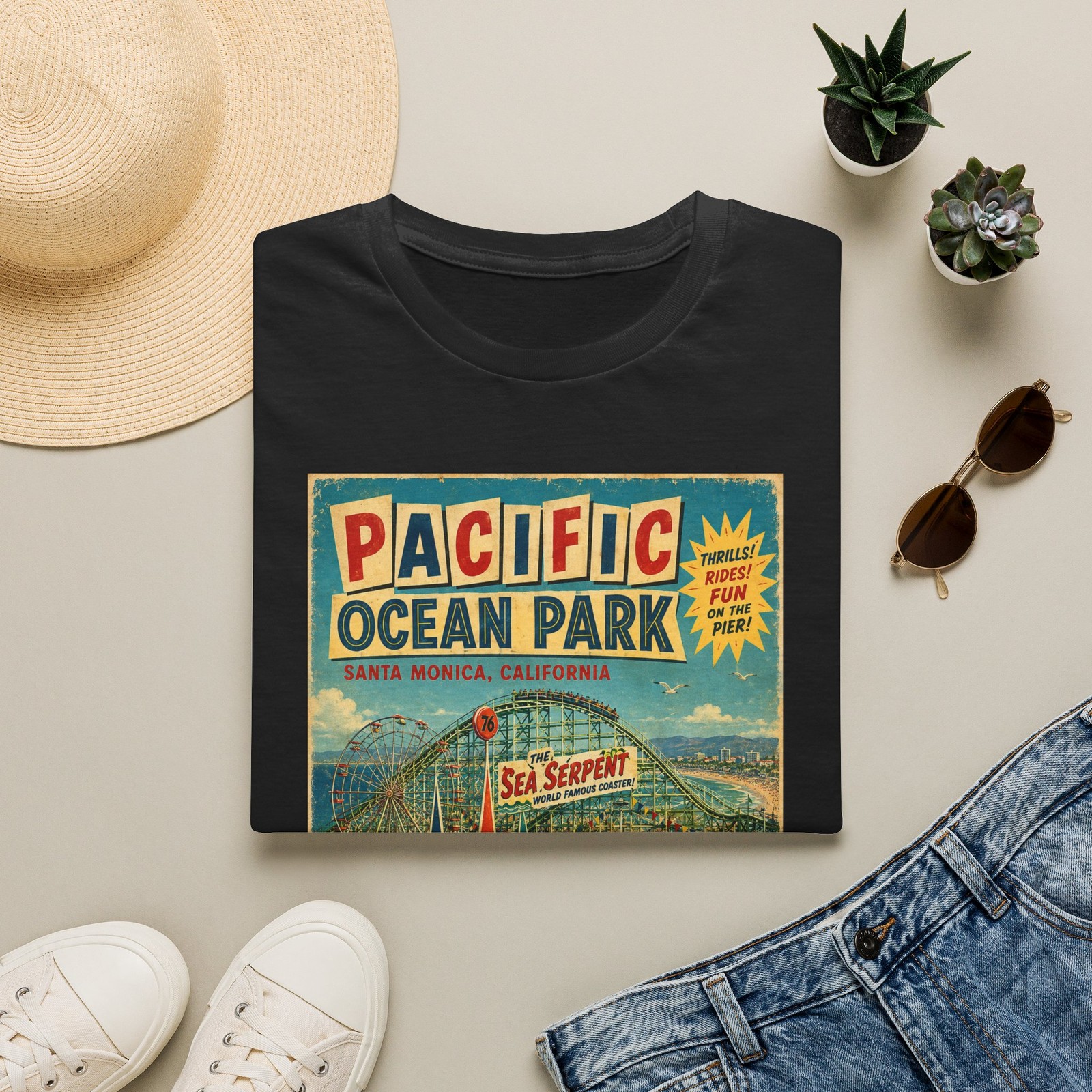 Pacific Ocean Park fan fiction Vintage Poster T-Shirt | Santa Monica Pier Tee