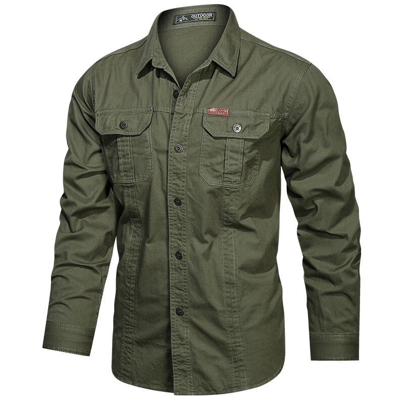 Mens Work Shirts Military Long Sleeves Air Force Army Cotton Casual Shirts Tops