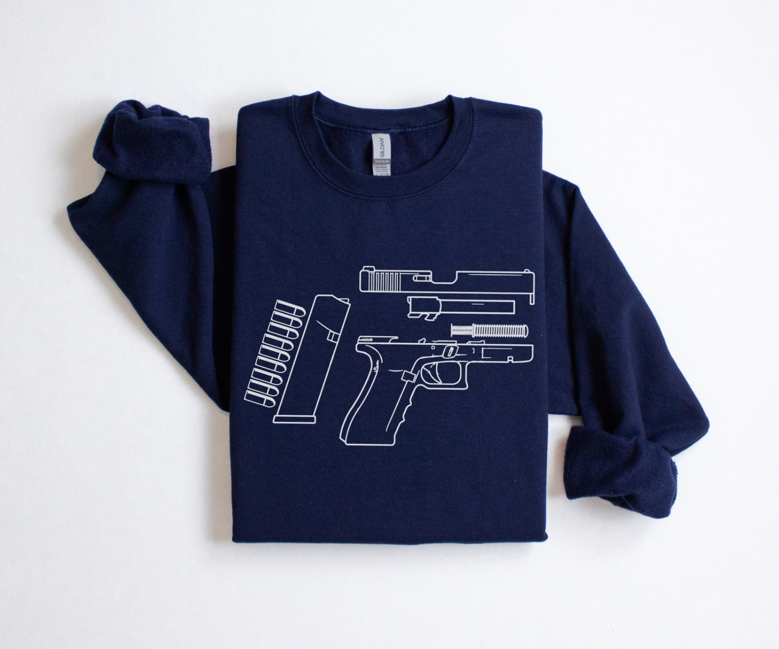 Glock T-Shirt or Sweatshirt Gun S M L XL 2XL 3XL 4XL 5XL – BLACK / NAVY Man’s