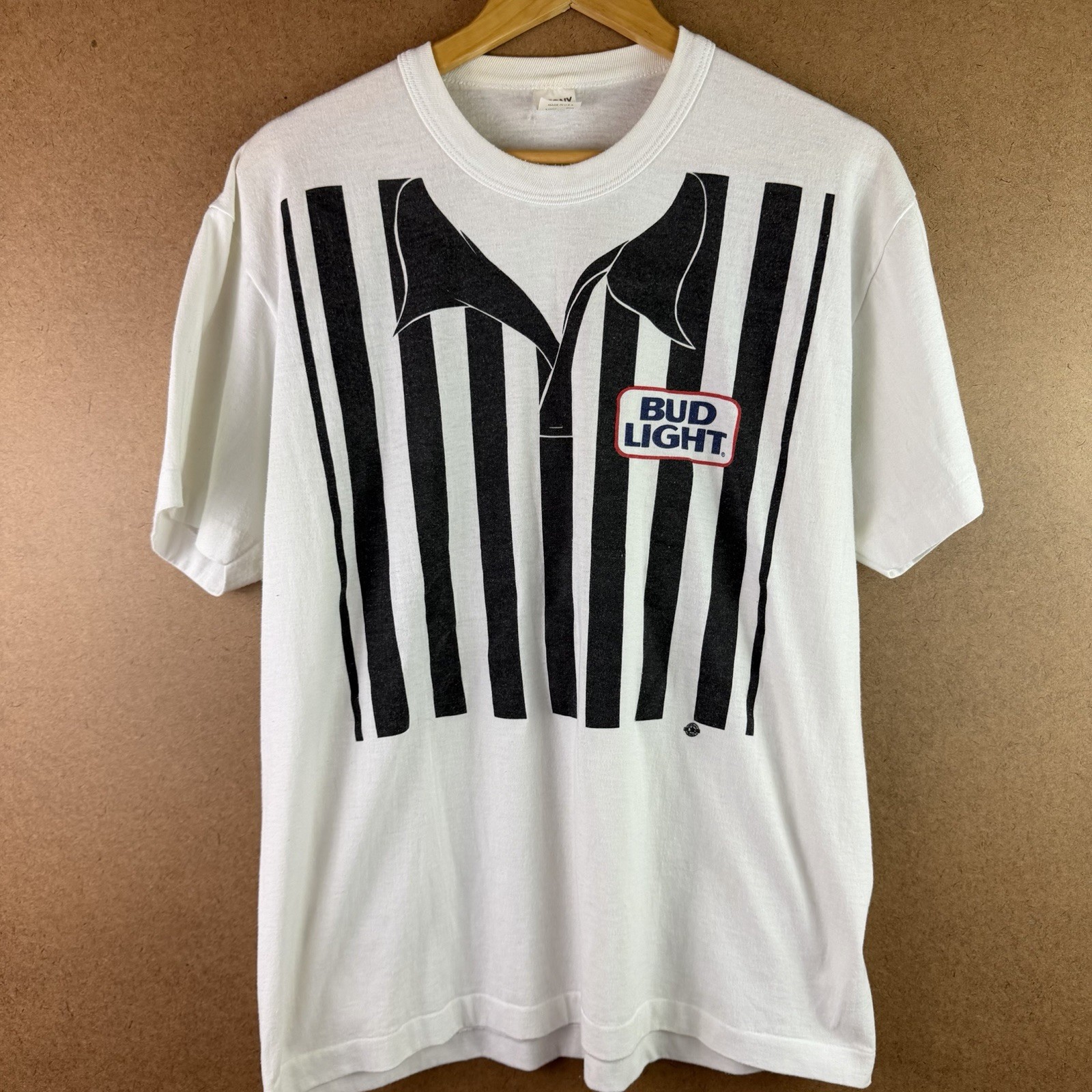 Vintage VTG 80s Faded Bud Light NFL Football Referee T-Shirt Stony Creek L USA