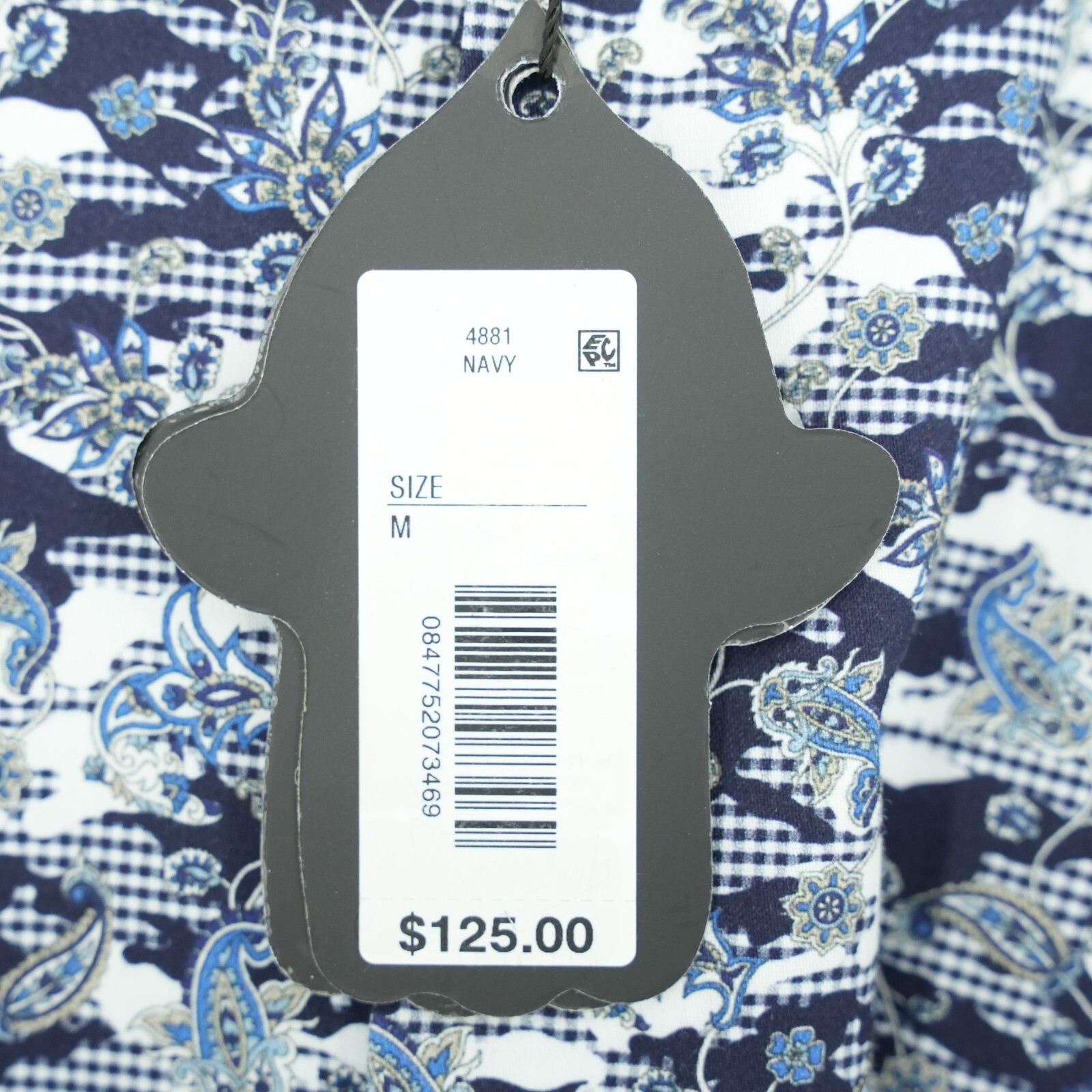 Visconti Black Men’s Long Sleeve Shirt M Blue White Gray Print NWT $125