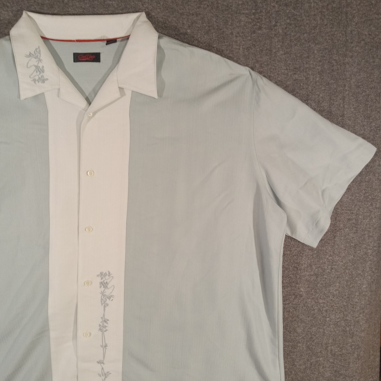 Contigo Retro Bowling Shirt Mens Size 3X SS Button Up Embroidered Green 2-Tone