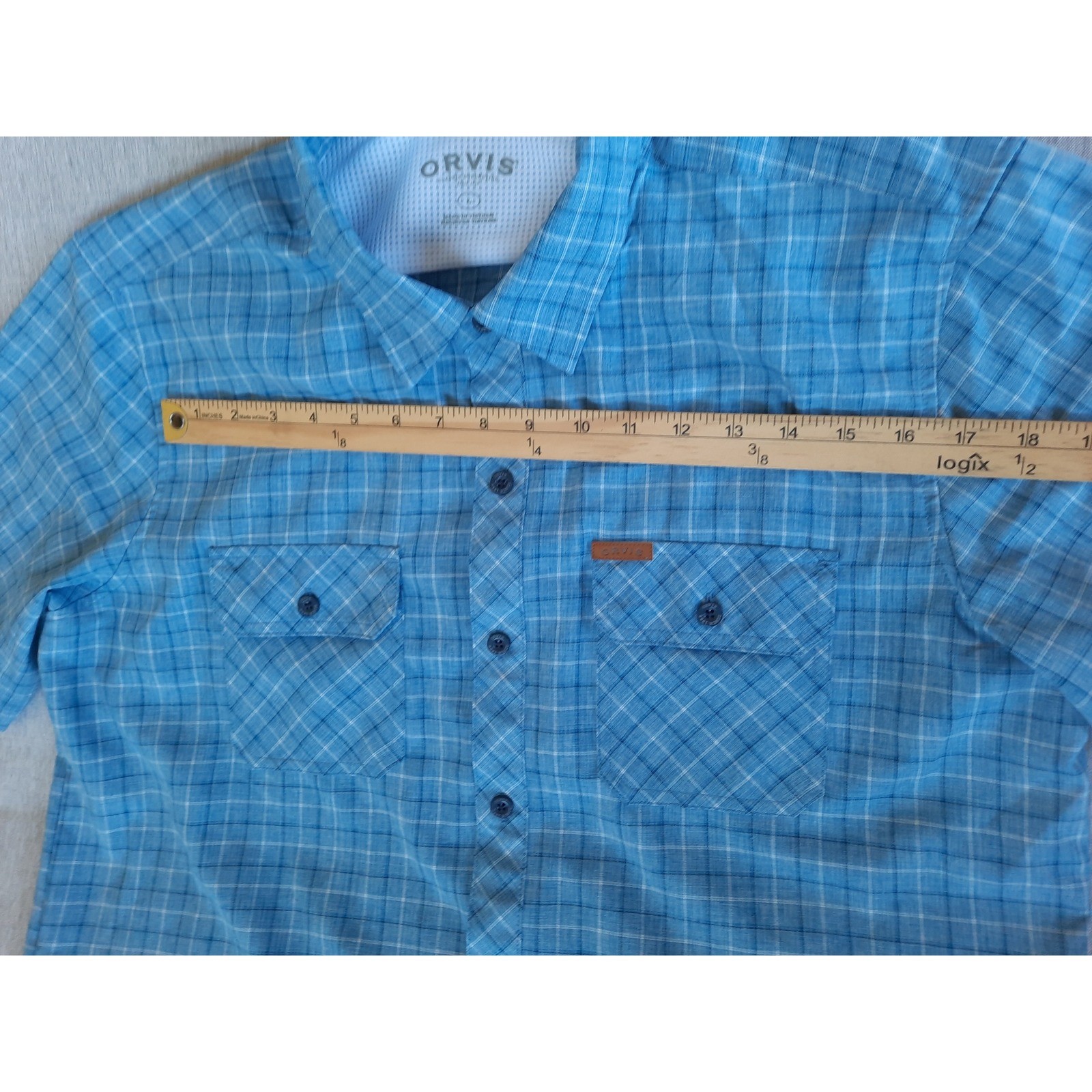 Orvis Classic Collection Men Large Outdoor Button Shirt Plaid Pocket Vent Mesh