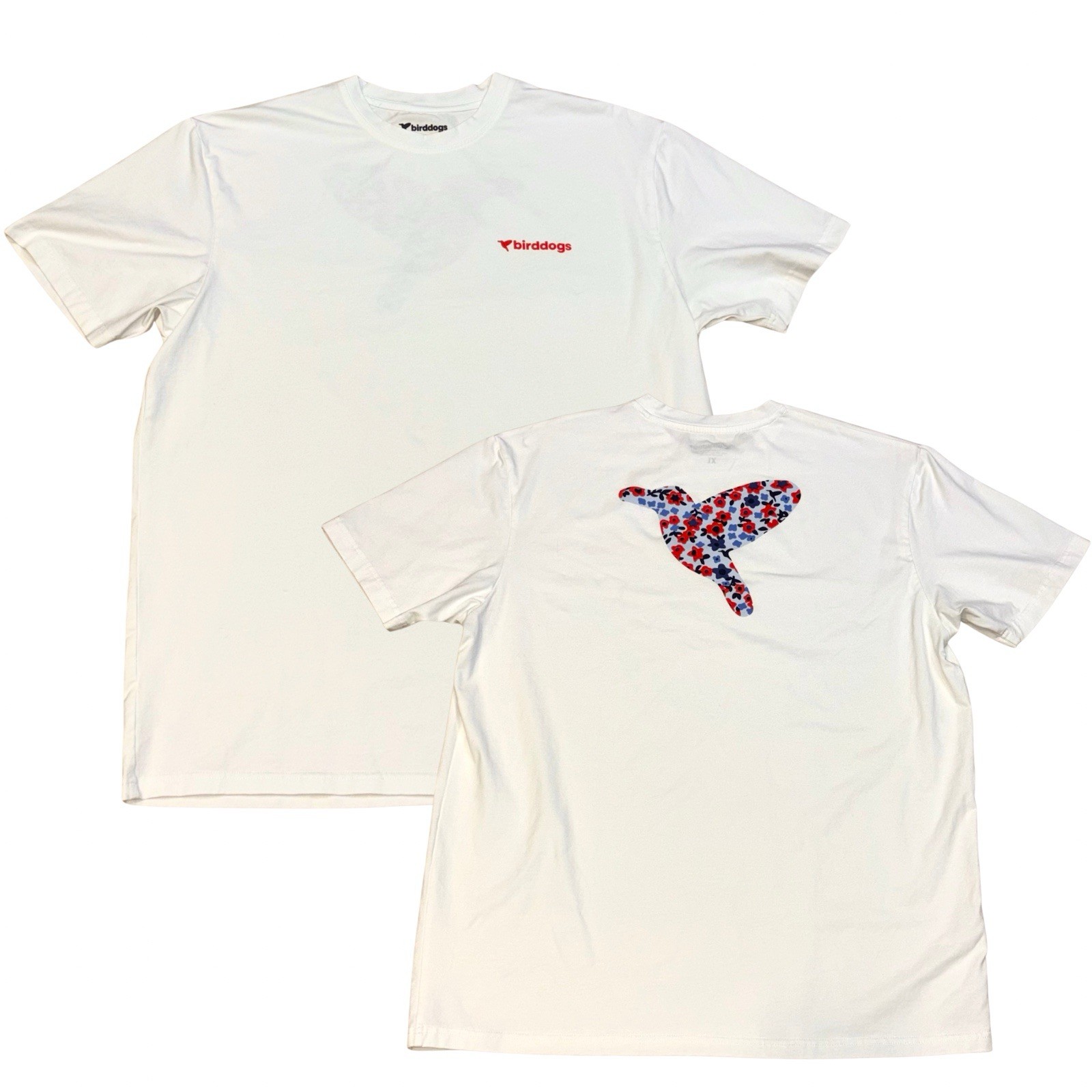 BirdDogs XL T-Shirt Floral Bird Logo Graphic Tee Men’s White Cotton Blend