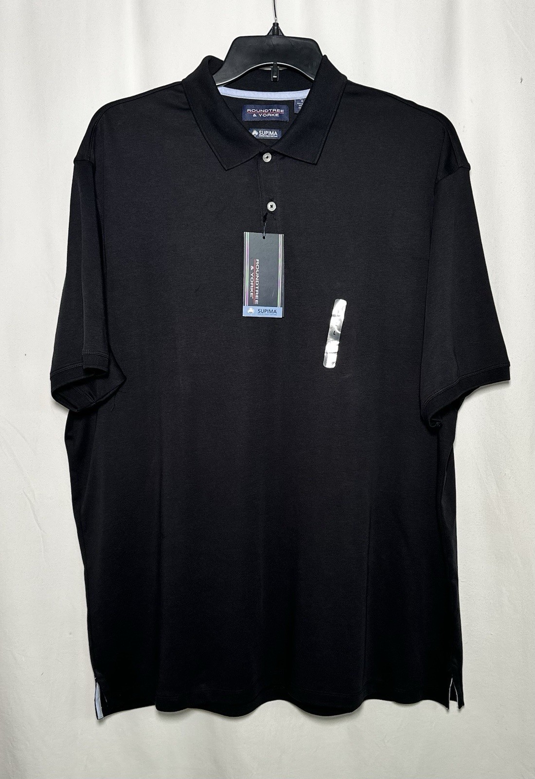 Roundtree Yorke Supima Shirt Polo Top Large Men Pullover Cotton Black New