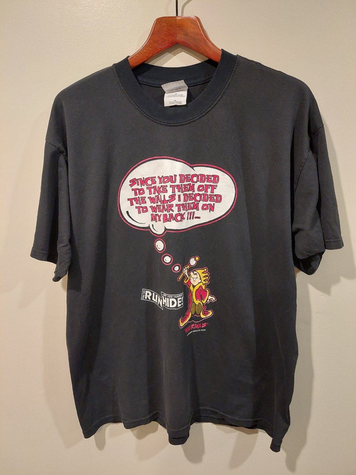 VTG Y2K Jesus Tee Joke XL Shirt Run & Hide Ten Commandments Black 2-Sided Rare
