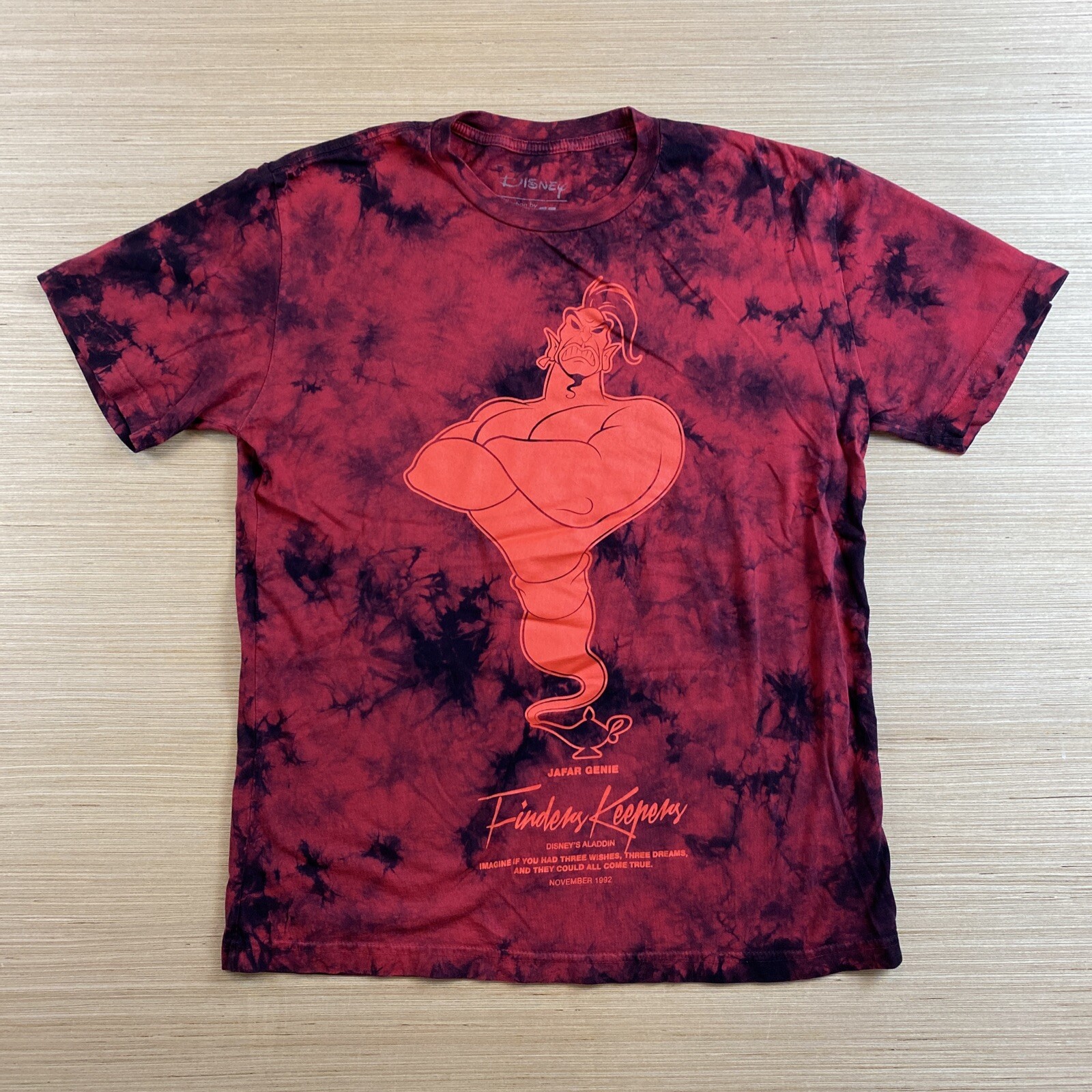 Disney Neff Aladdin Shirt Mens Small Red Tye Dye Jafar Genie Finders Keepers