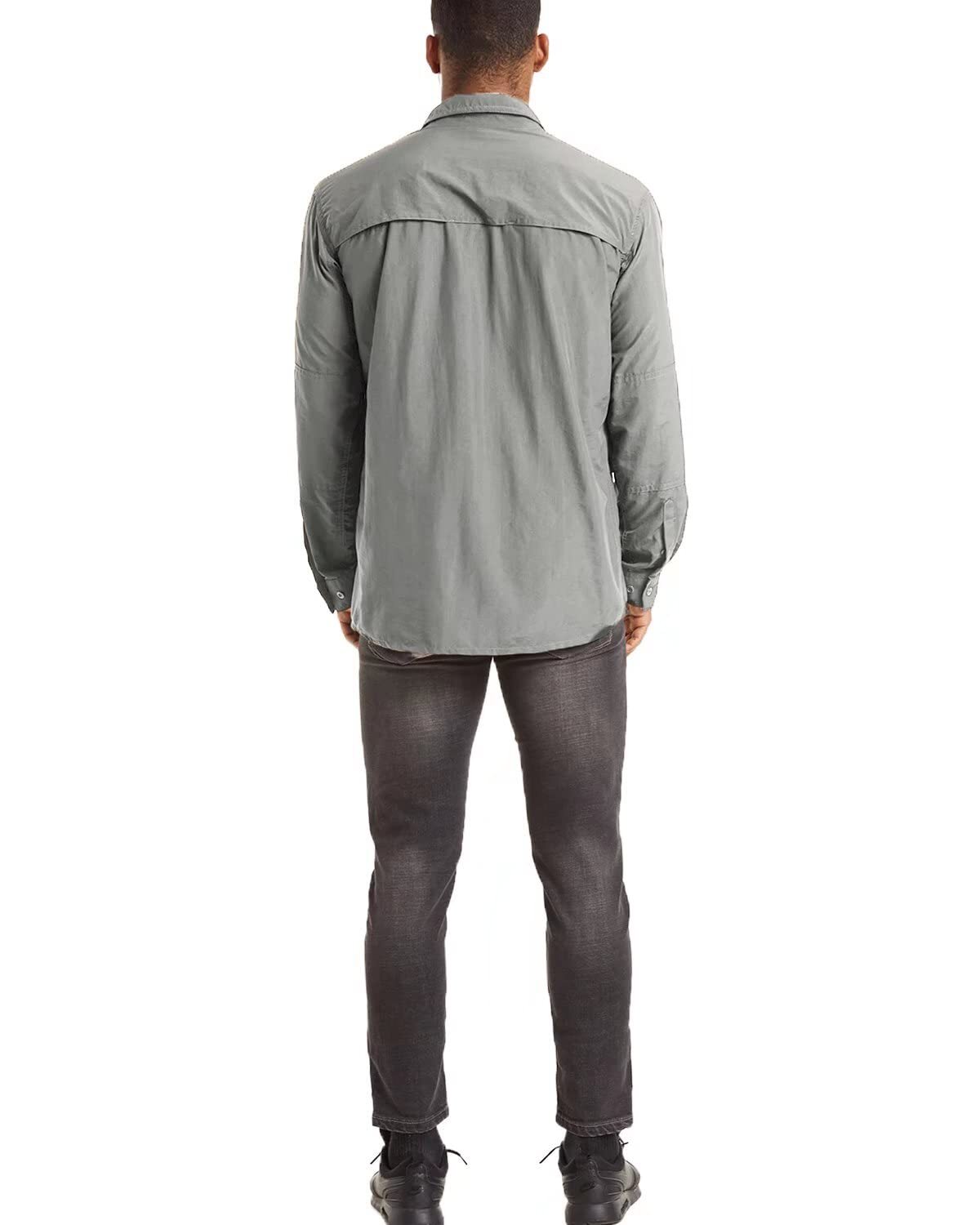 Mens Tactical Hiking Shirt Cargo Work Long Sleeve Shirts Quick Dry Performance T