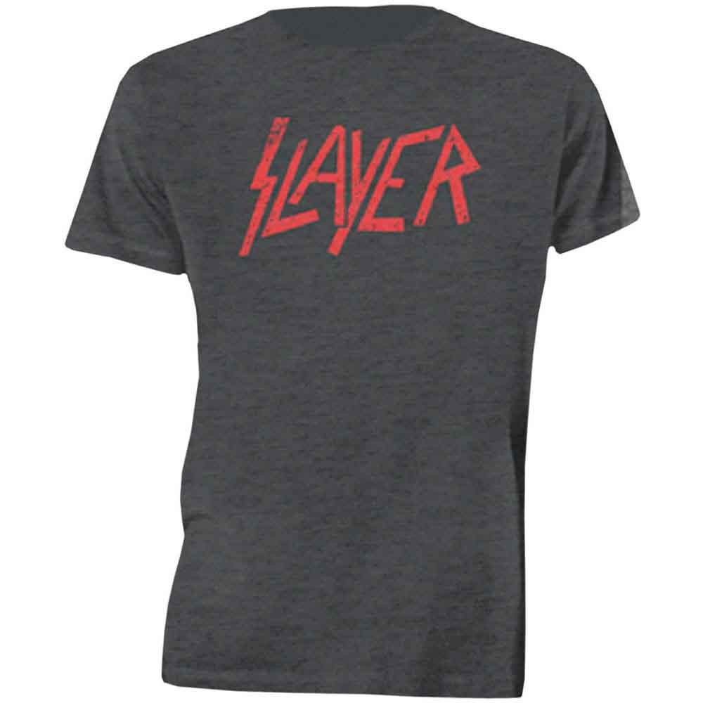 Slayer Distressed Logo T-Shirt Grey New
