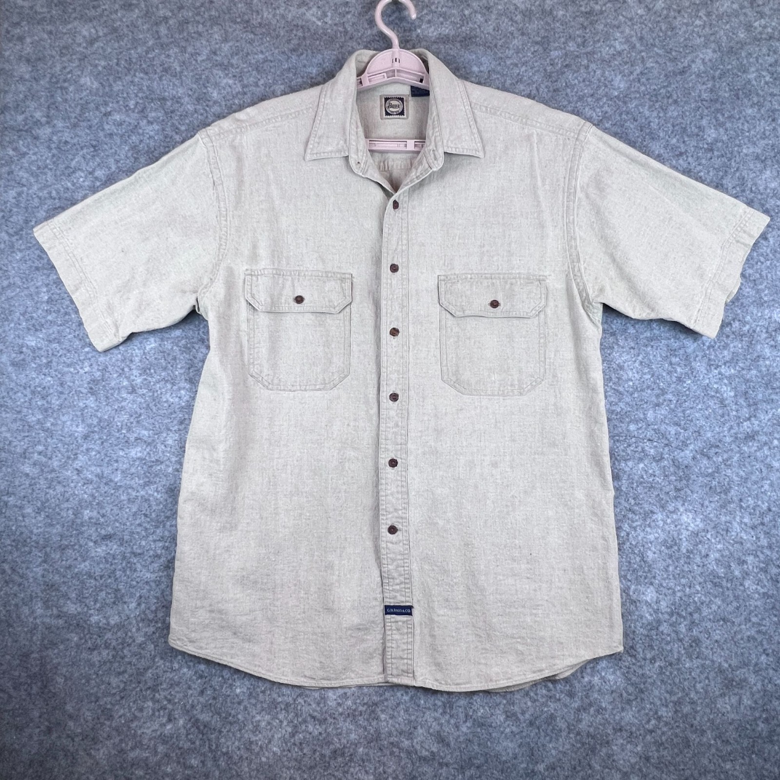 Mens Med Shirt Linen Cotton Classic Outdoor Beige Short-SleeveG.H. Bass & Co