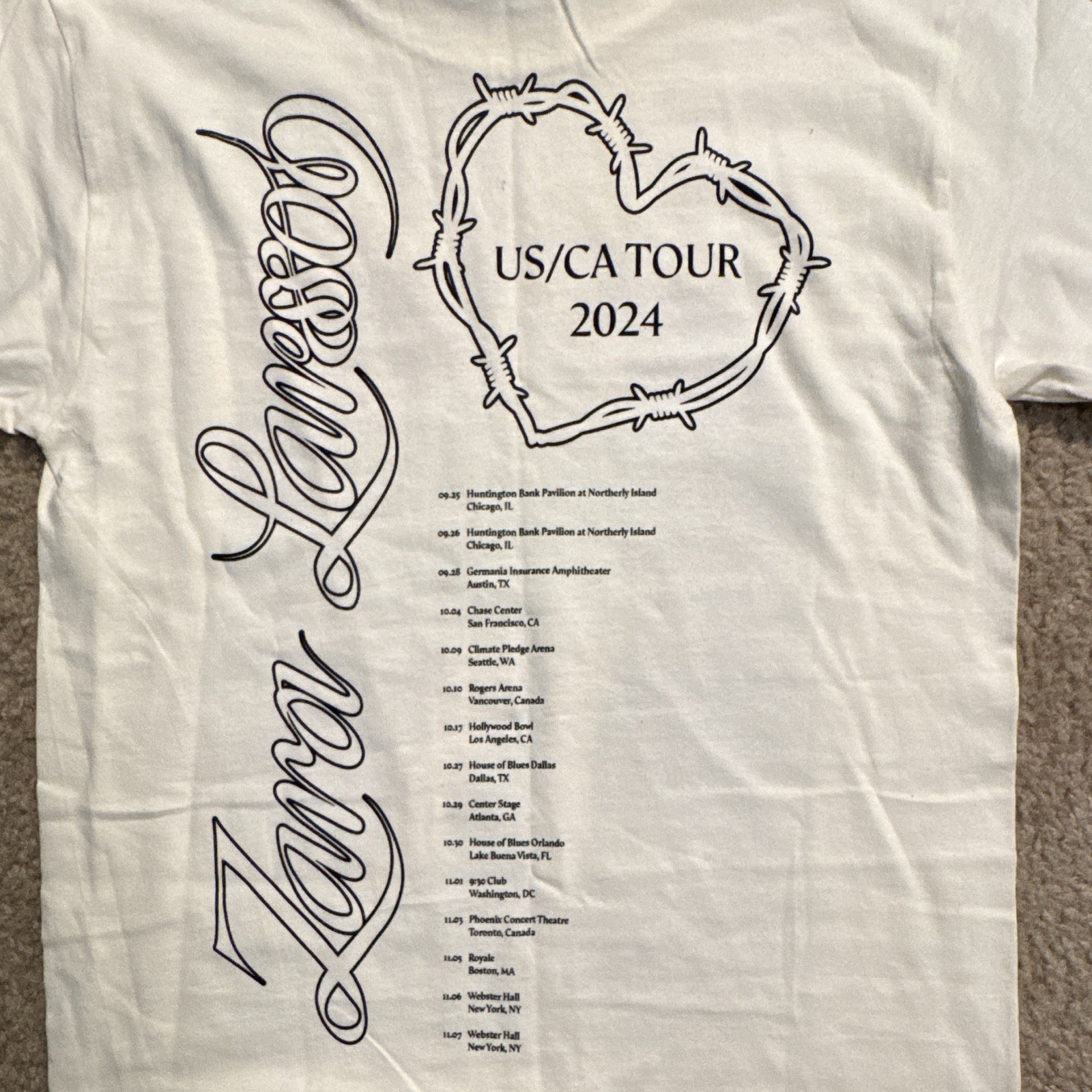 American Apparel 1301 Zara Larsson Venus Tour 2024 White Double-Sided Tee S
