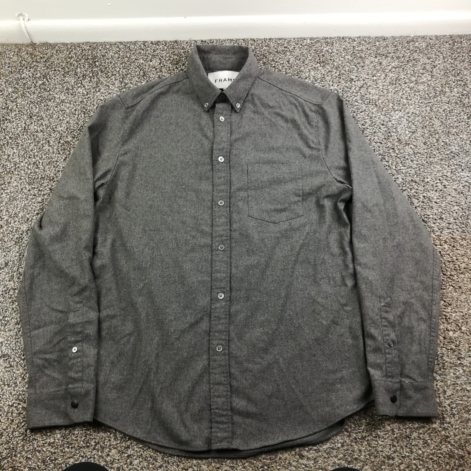 Frame Shirt Flannel Wool Blend Overshirt Machine Washable L/S Mens Medium $228