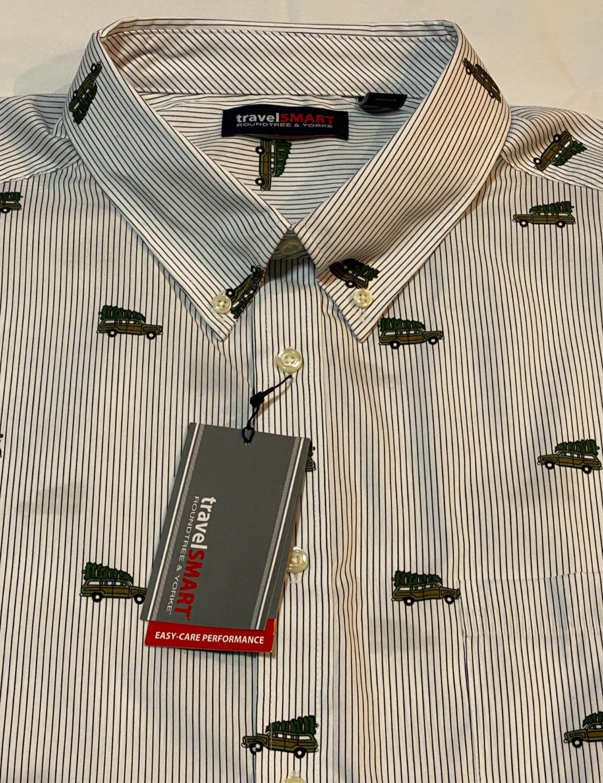 New With Tags-Roundtree & Yorke Travel Smart Christmas Men’s 4XT Stripes Shirt-