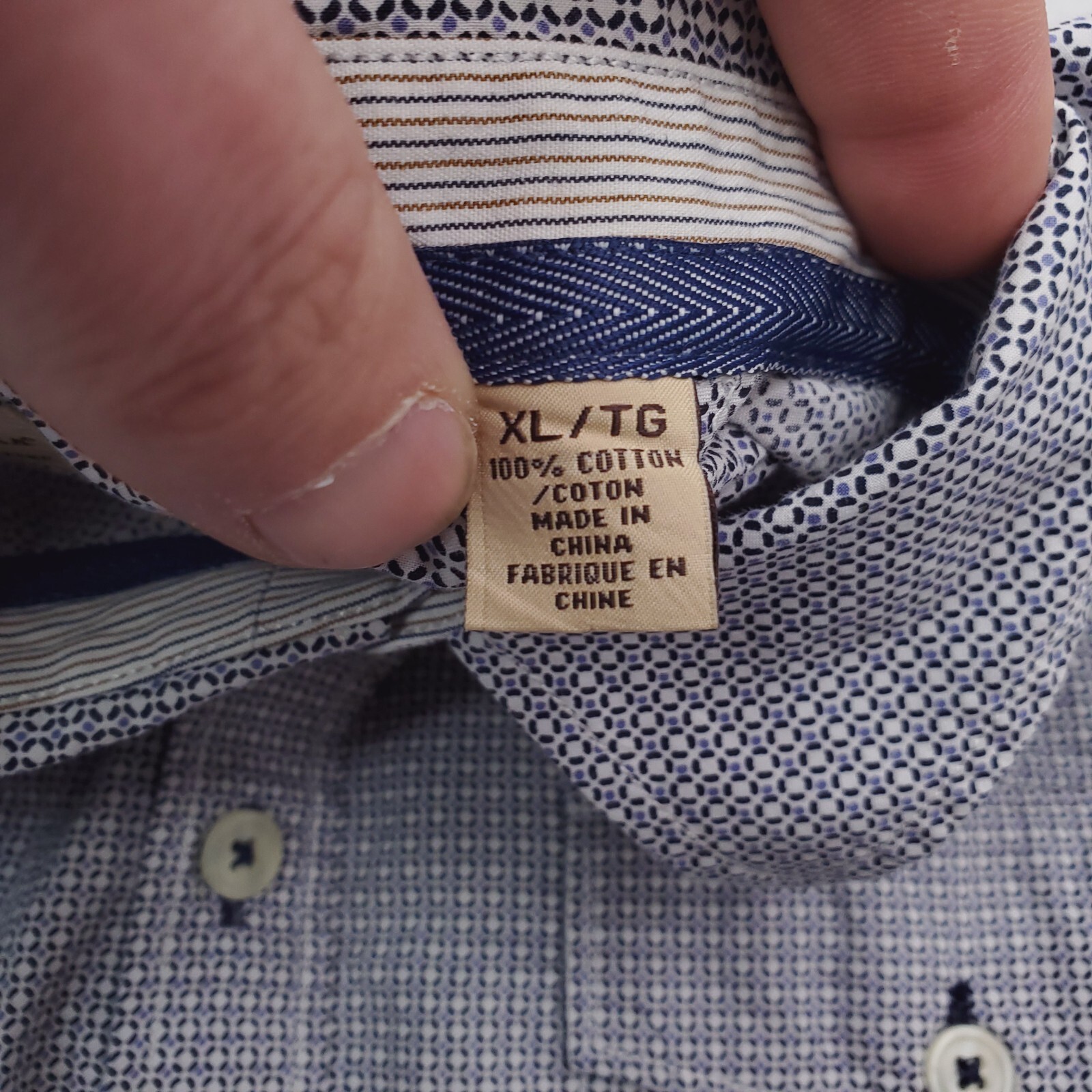 Tommy Bahama Shirt Mens Extra Large Blue Geometric Circular Allover Print Relax