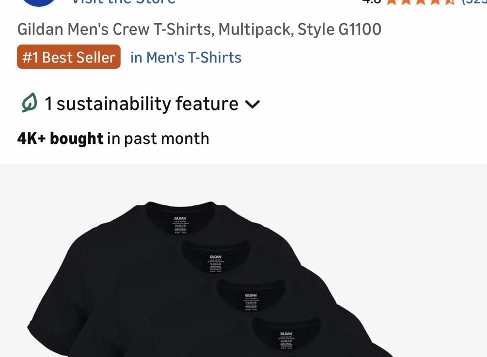 NWOT Gildan Mens Black Crew T-Shirts Set Of 4 Style G1100 All Size XL
