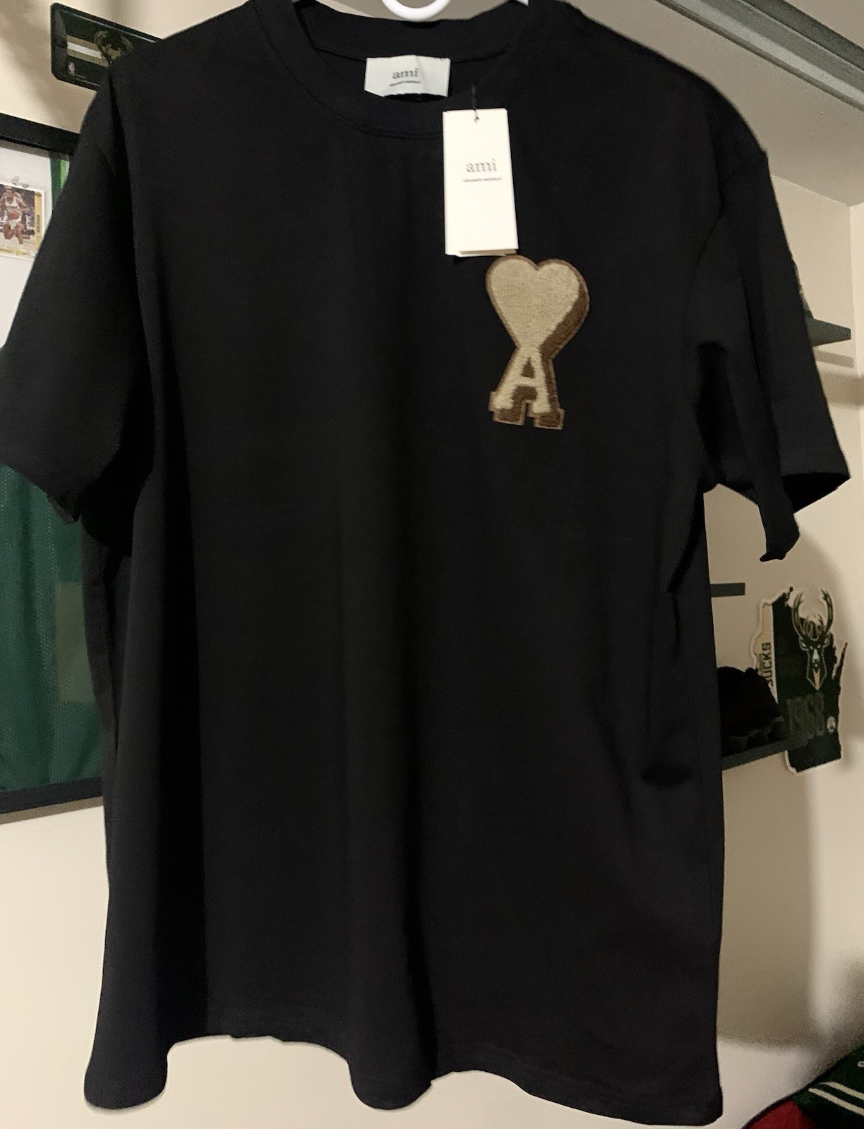 AMI Paris Men’s Black Crewneck T-Shirt – Size L