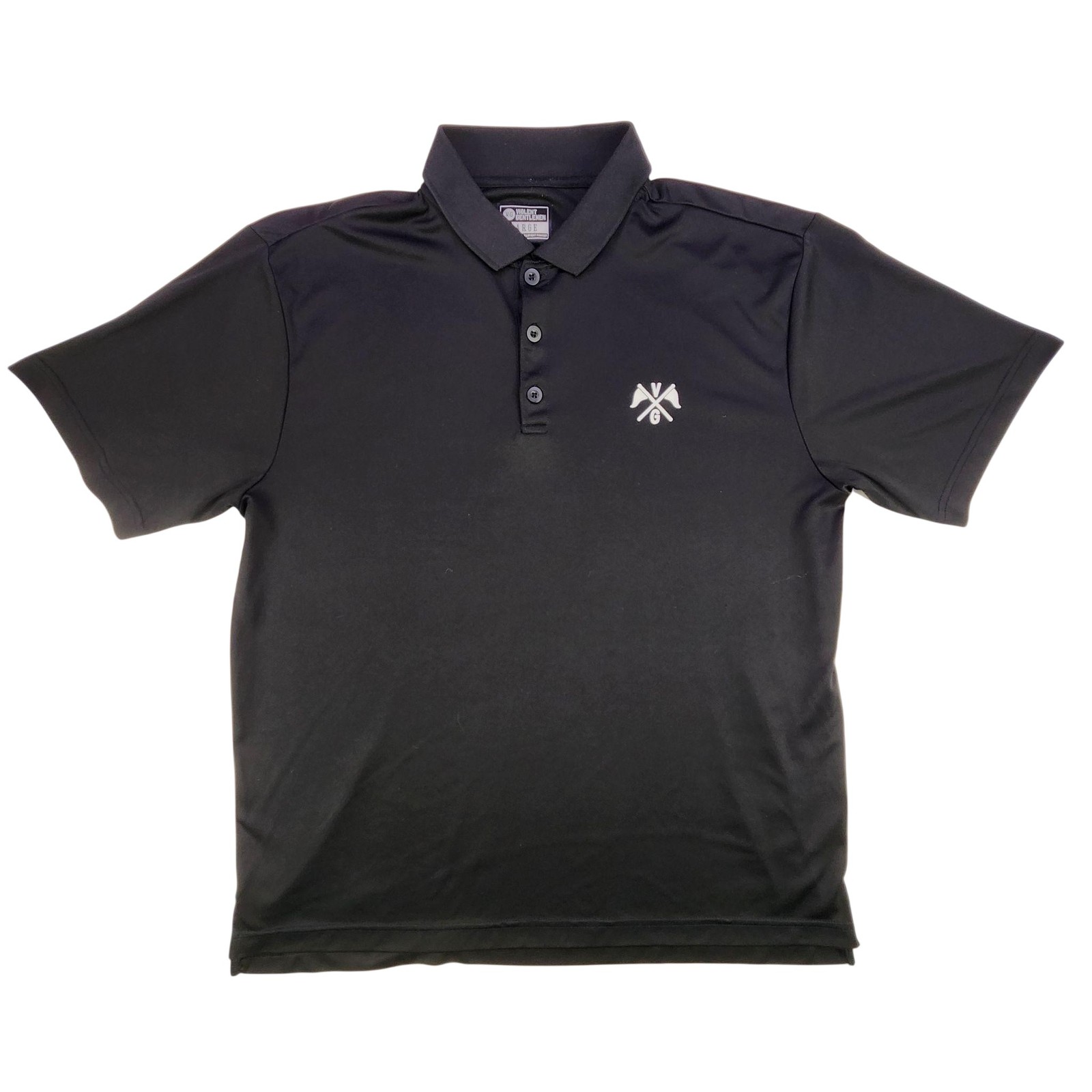 Violent Gentlemen Polo Shirt Mens Large Black VG Crossed Sticks Hockey Logo