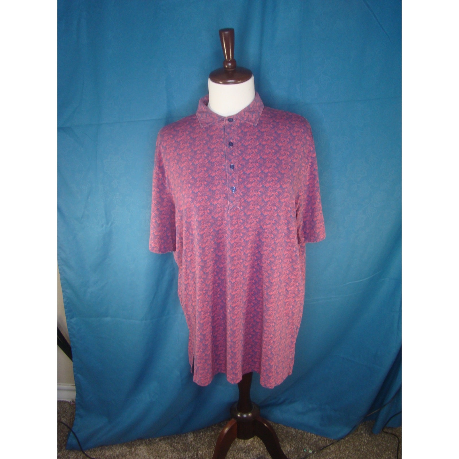 Jonnie-O Linxter Golf Polo Shirt Large Pink/Black flower Pattern