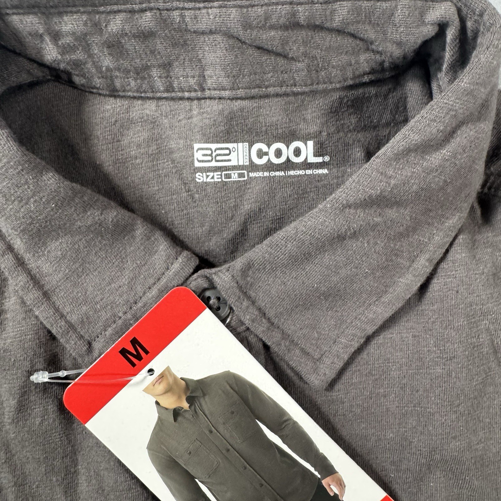 32 Degrees Cool Men’s Long Sleeve Button-Up Shirt, Gray, Size M