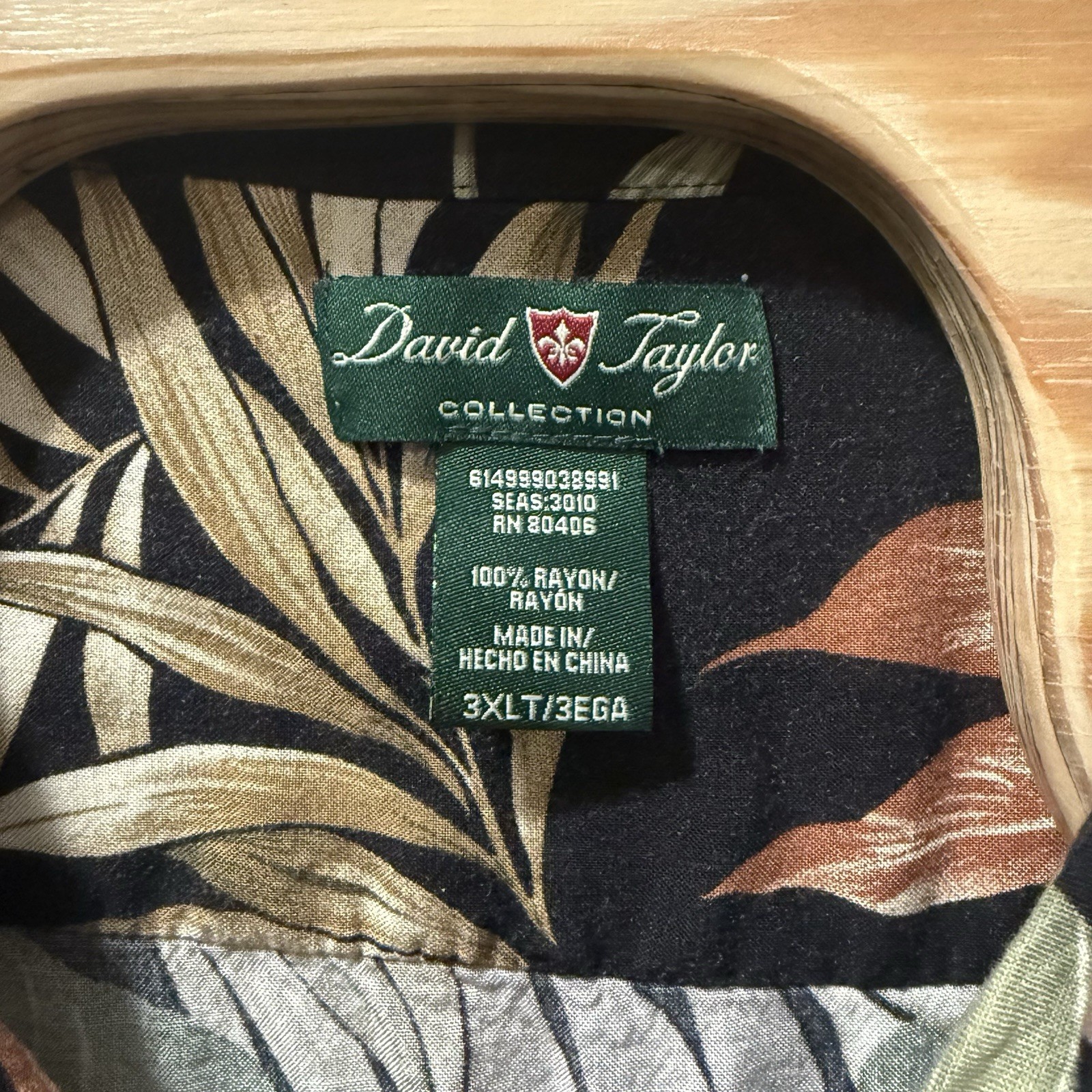 Men’s 3XLT David Taylor Black Multicolor Palm Leaves Hawaiian Button Up Shirt