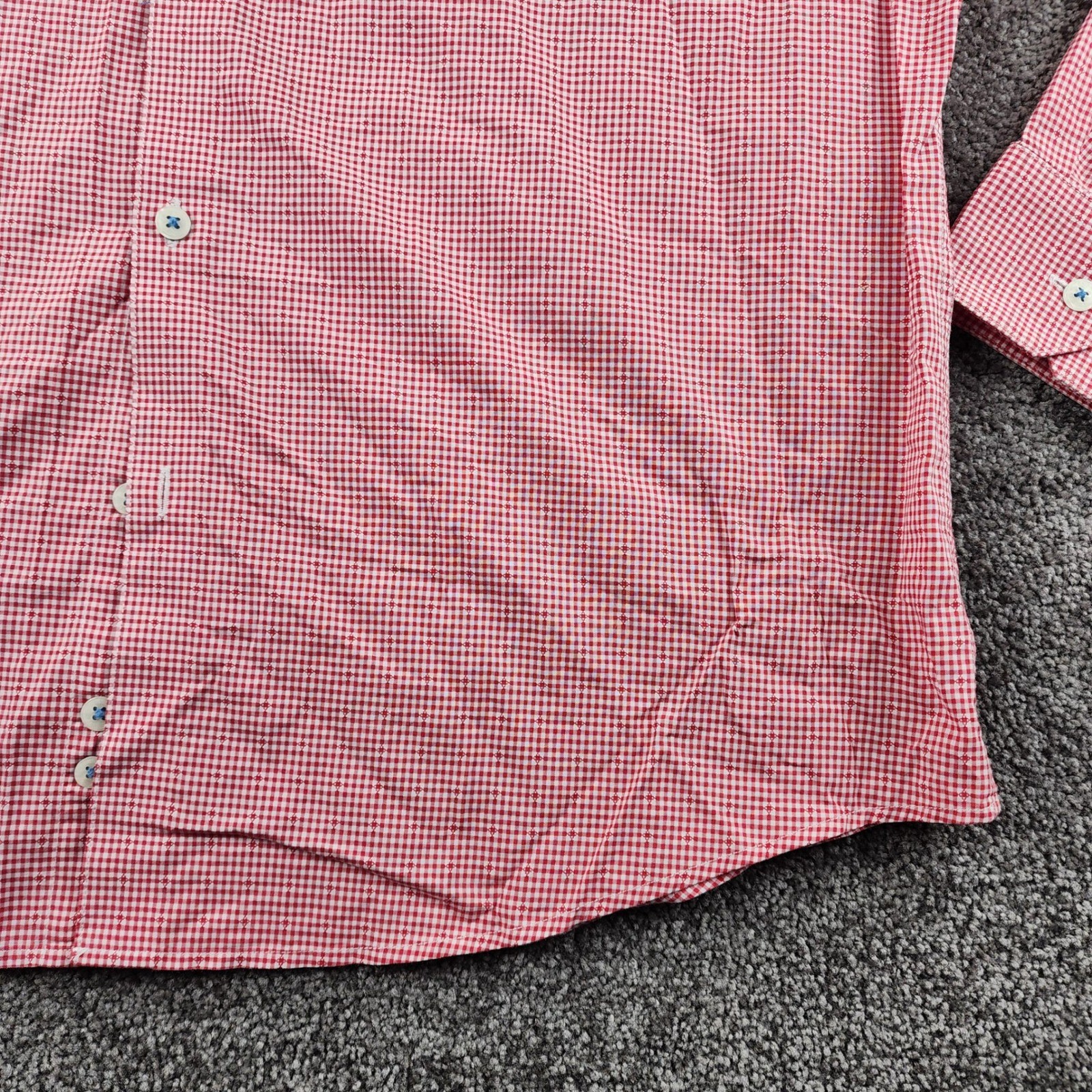 Original Penguin Button Down Shirt Mens 16 34/35 Red Gingham Heritage Slim Fit