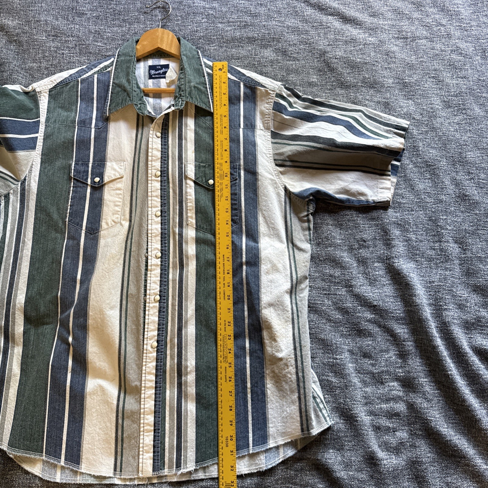 VTG Wrangler Western Brushpopper Striped Shirt Men’s 2XL Pearl Snaps SS *Read