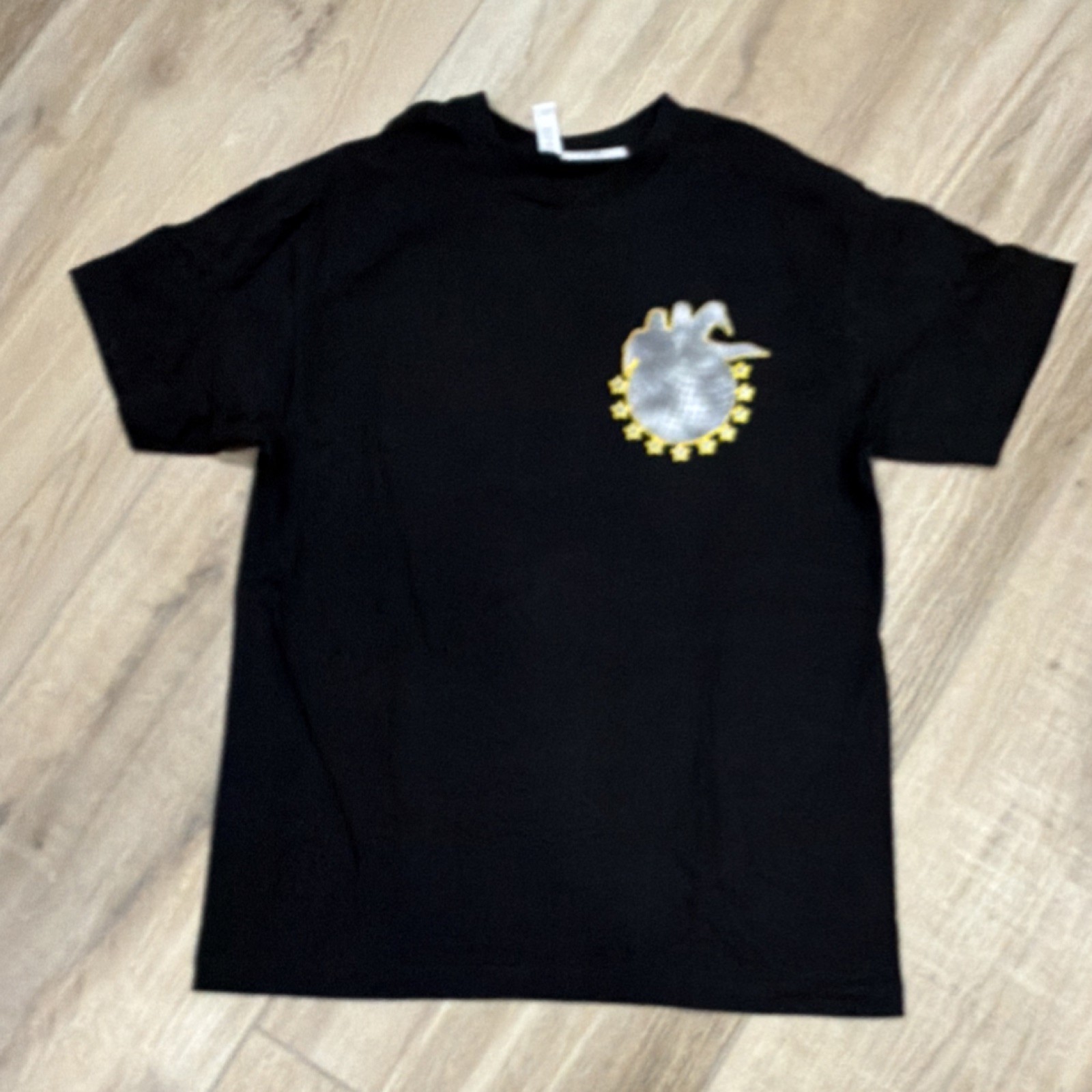 American Apparel 1301 Men’s Black Graphic Print T-Shirt M Crew Neck Short Sleeve