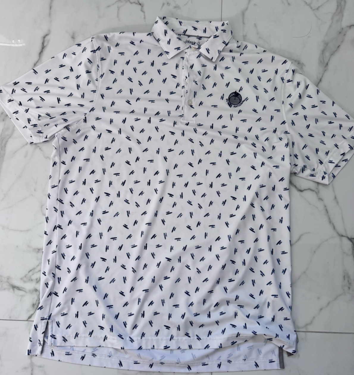 johnnie-O Performance Polo – Butler National – And Navy Surfer print