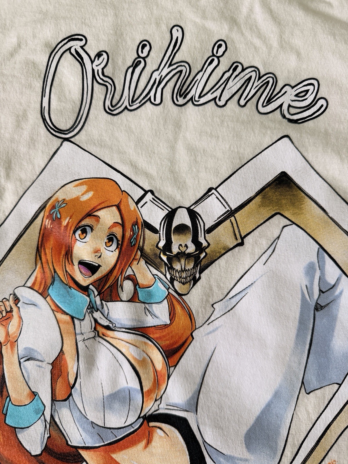 Cruel Void Bleach Orihime Anime Graphic T-Shirt Off White Medium Short Sleeve