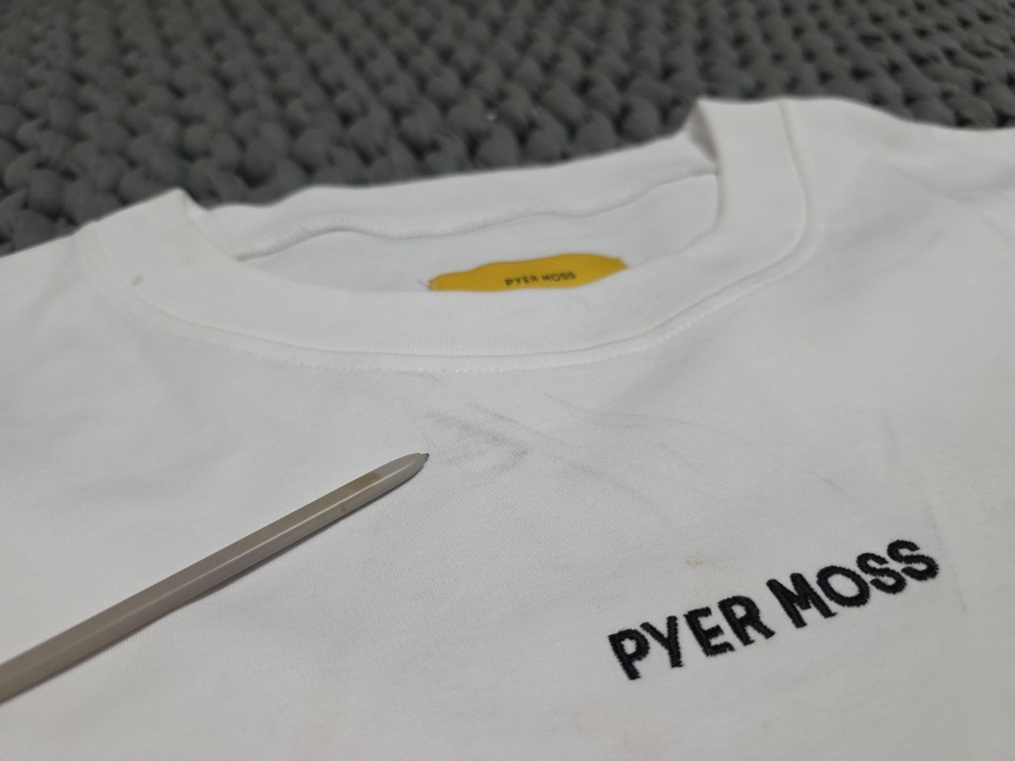 Pyer Moss Embroidered Logo Heavyweight Oversized Heritage White Tshirt SZ XL