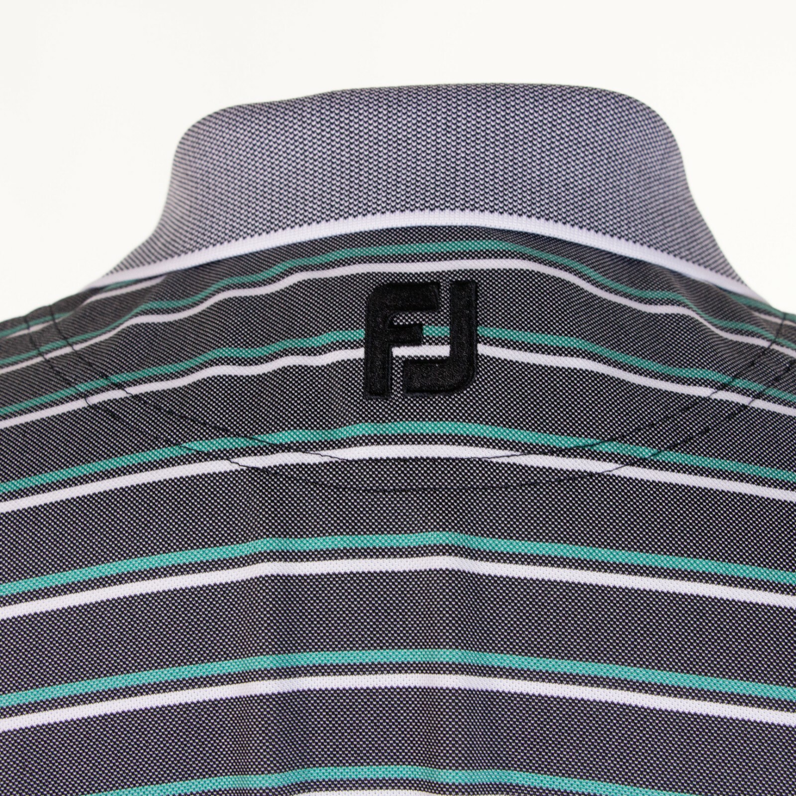 Footjoy Prodry Mens L Gray Stripe Polyester Golf Polo Short SS