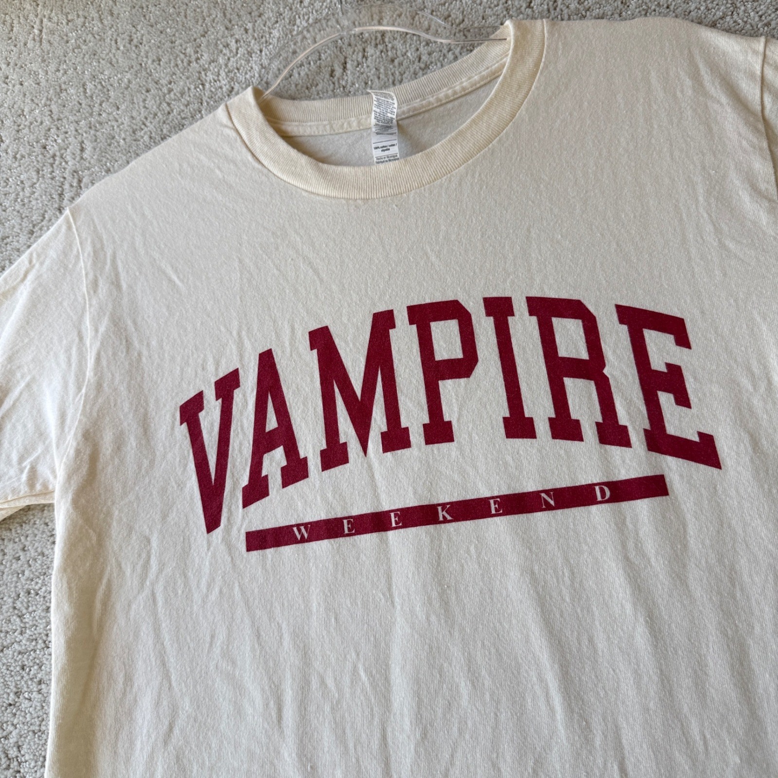 American Apparel Vampire Weekend T-Shirt Mens Small Cream Band Graphic Tee 1301