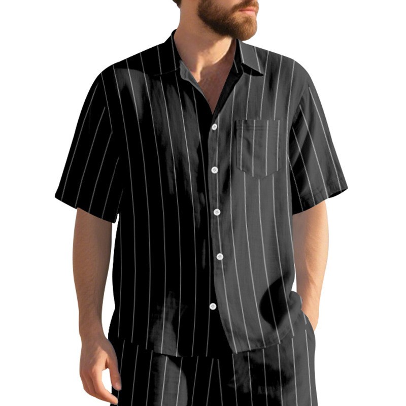Summer Loose Breathable Casual Collar Men’s Short Sleeve Tee
