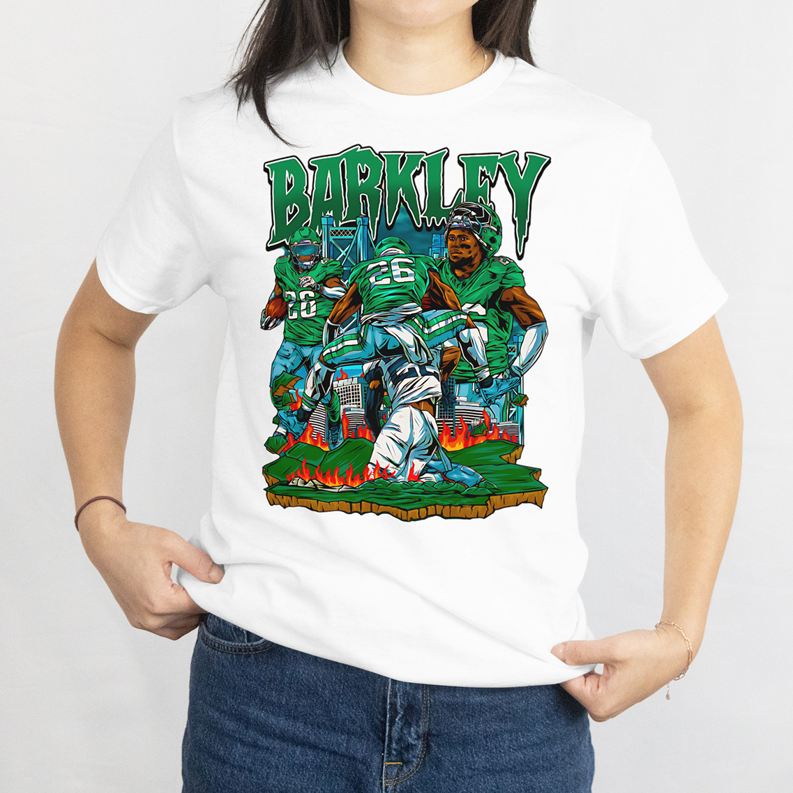 Saquon Barkley Philadelphia Eagles Graphic T-Shirt Retro Vintage Tee New Gift
