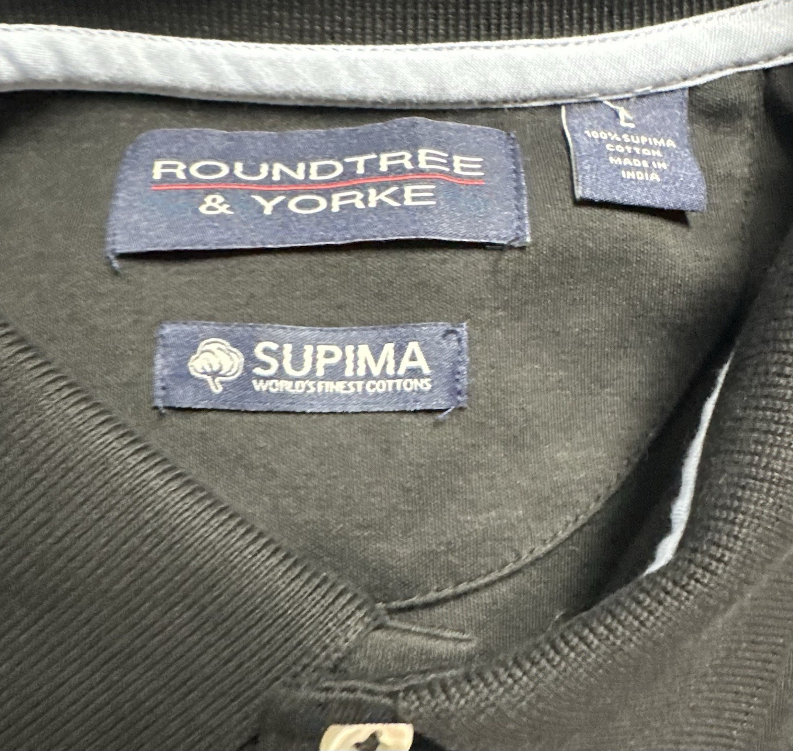 Roundtree Yorke Supima Shirt Polo Top Large Men Pullover Cotton Black New